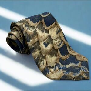 Christian Dior Monsieur Tie Silk Abstract Blue Beige Pattern Italy USA Made VTG